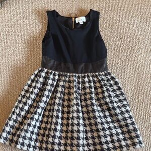 Z by Zoe Black and White Houndstooth Kids Dress with faux Leather Waist
